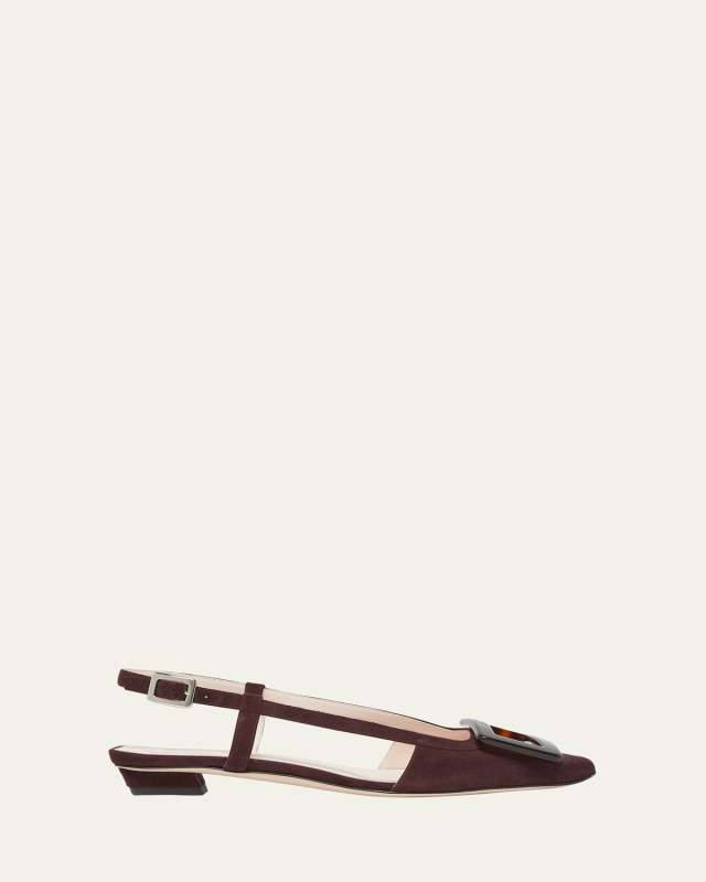 Belle Vivier Suede Buckle Slingback Pumps